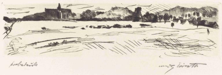 Landscape with Dunes (Dünenlandschaft),沙丘景觀(Dünenlandschaft),Lovis Corinth,洛維斯·科林斯,銅版畫,銅版畫, 單色, 沒有人類, 簽名