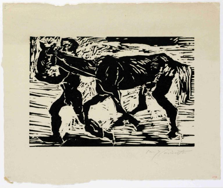 Mann Und Pferd,曼恩·溫德·普費爾德,Lovis Corinth,洛維斯·科林斯,銅版畫,銅版畫, 單色, 沒有人類, 灰階, 傳統媒體, 美術模仿