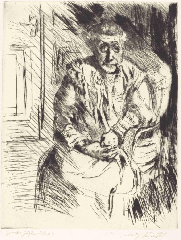 Mother-in-Law (Bei den Corinthern),婆婆(Bei Den Corinthern),Lovis Corinth,洛維斯·科林斯,銅版畫,銅版畫, 單色, 1男孩, 男性焦點, 獨奏