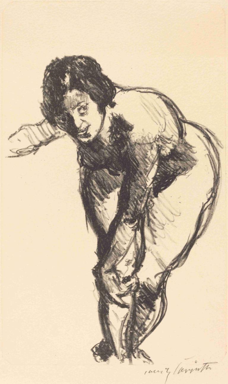 Nude Bending Forward (Gebeugter Akt),裸體向前彎曲(Gebeugter Akt),Lovis Corinth,洛維斯·科林斯,素描,素描, 獨奏, 單色, 草圖, 傳統媒體