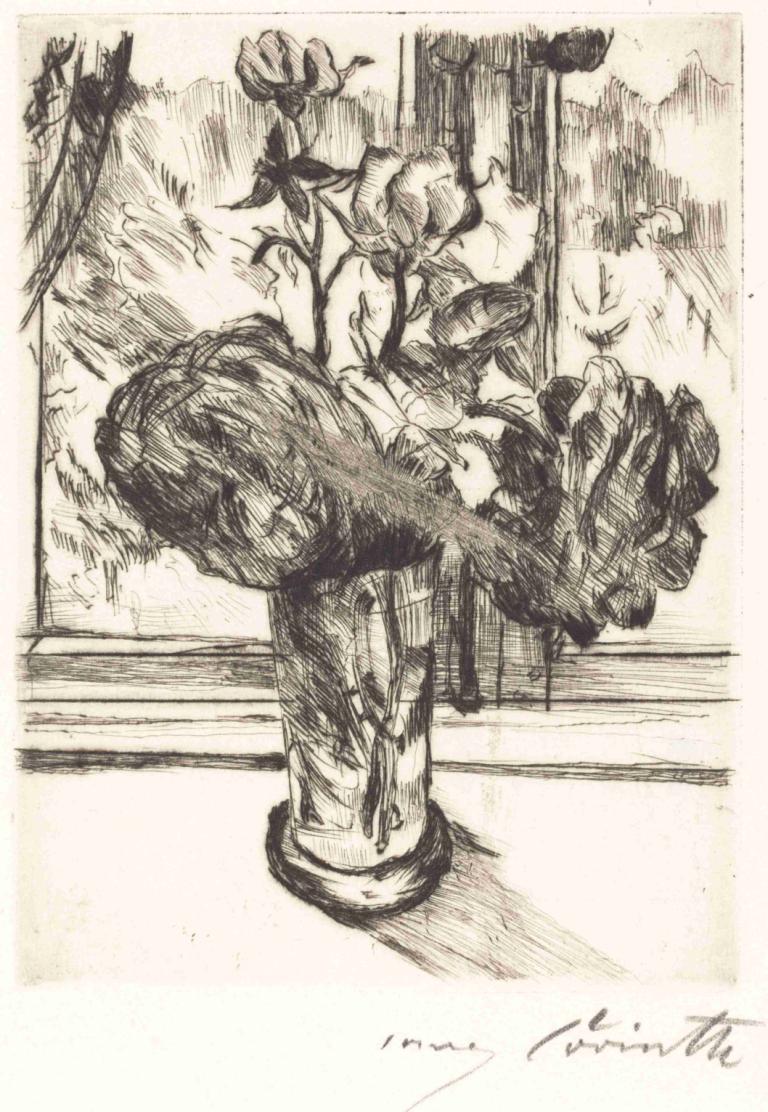 Roses in a Glass of Water (Rosen in einem Wasserglas),물 한 잔에 담긴 장미(물 한 잔에 담긴 장미),Lovis Corinth,로비스 코린트,동판 에칭