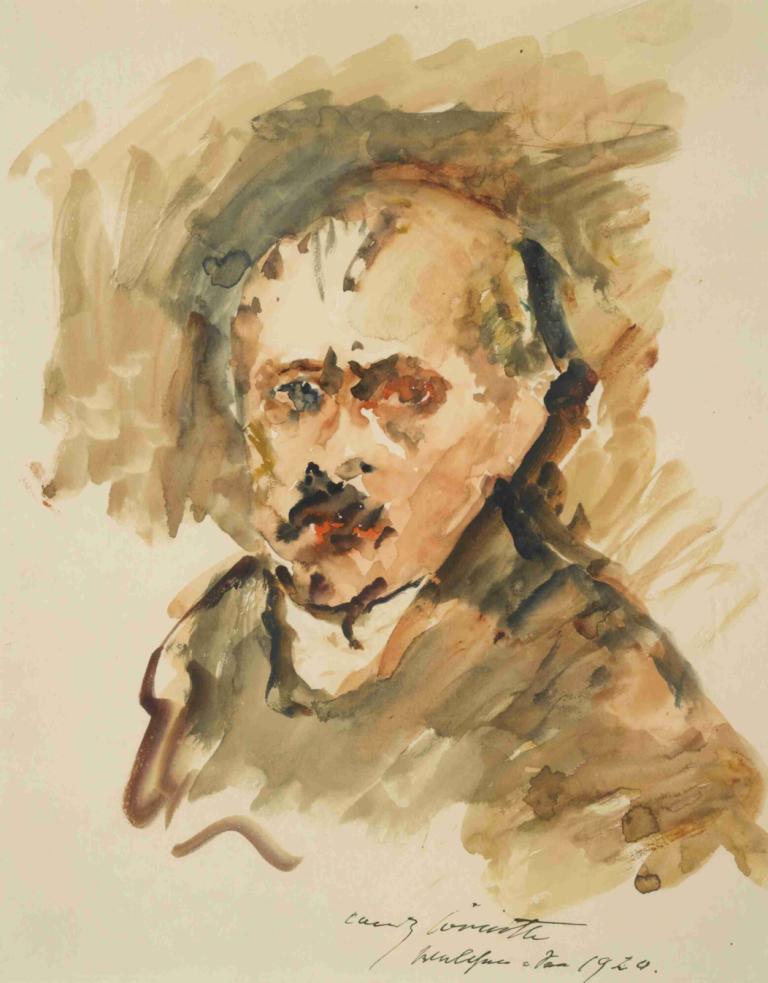 Selbstbildnis Mit Schnurrbart (Self-Portrait With Moustache),Lovis Corinth,Oil Painting,Oil Painting, solo