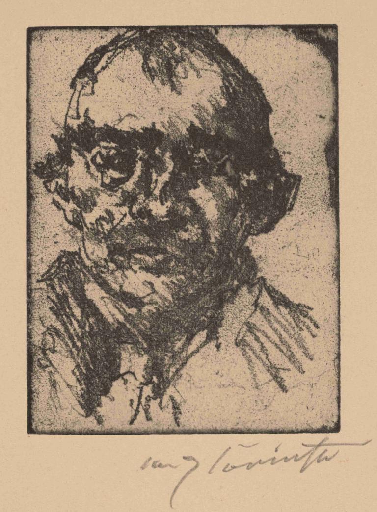 Self-Portrait,Lovis Corinth,Sketch,Sketch, monochrome, signature, traditional media, no humans, 1boy, solo