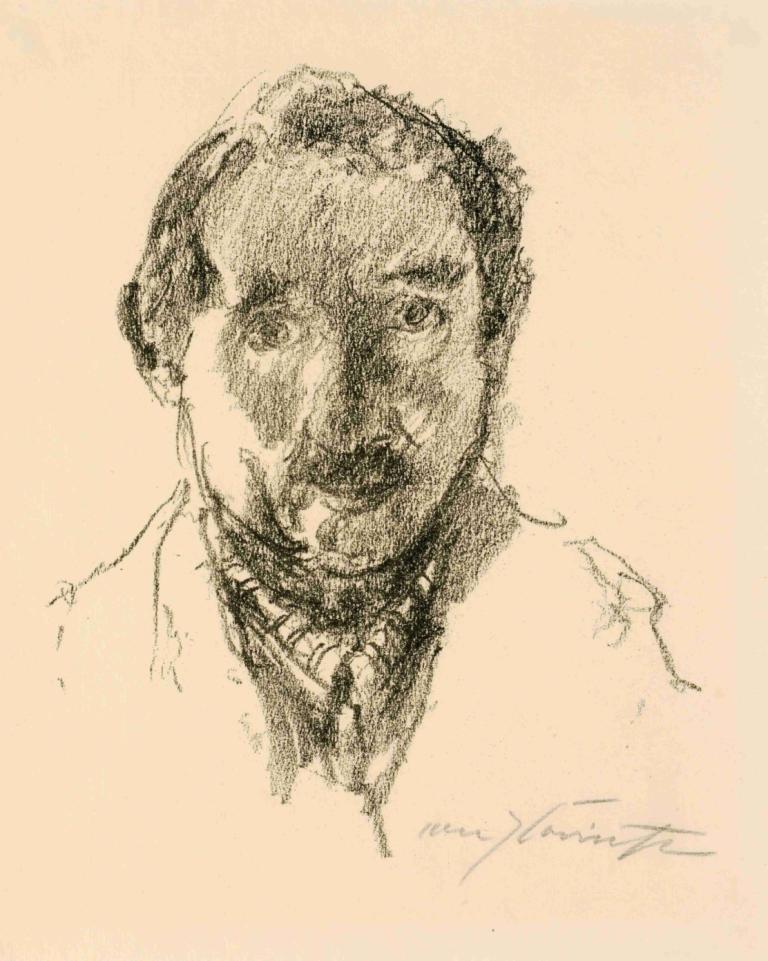 Self-Portrait,Lovis Corinth,Sketch,Sketch, solo, 1boy, male focus, monochrome, sketch, traditional media