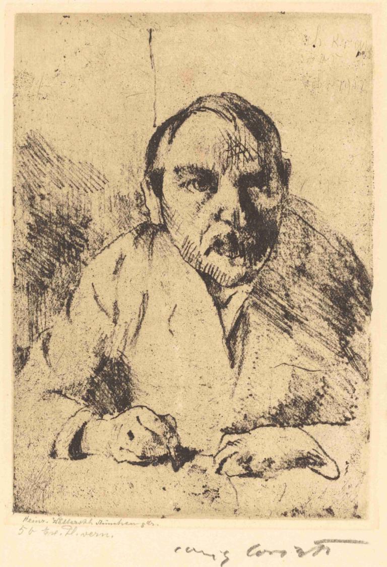 Self-Portrait (Selbstbildnis),자화상,Lovis Corinth,로비스 코린트,동판 에칭,동판 에칭, 1남, 독주, 단색화, 남성 집중, 전통 미디어