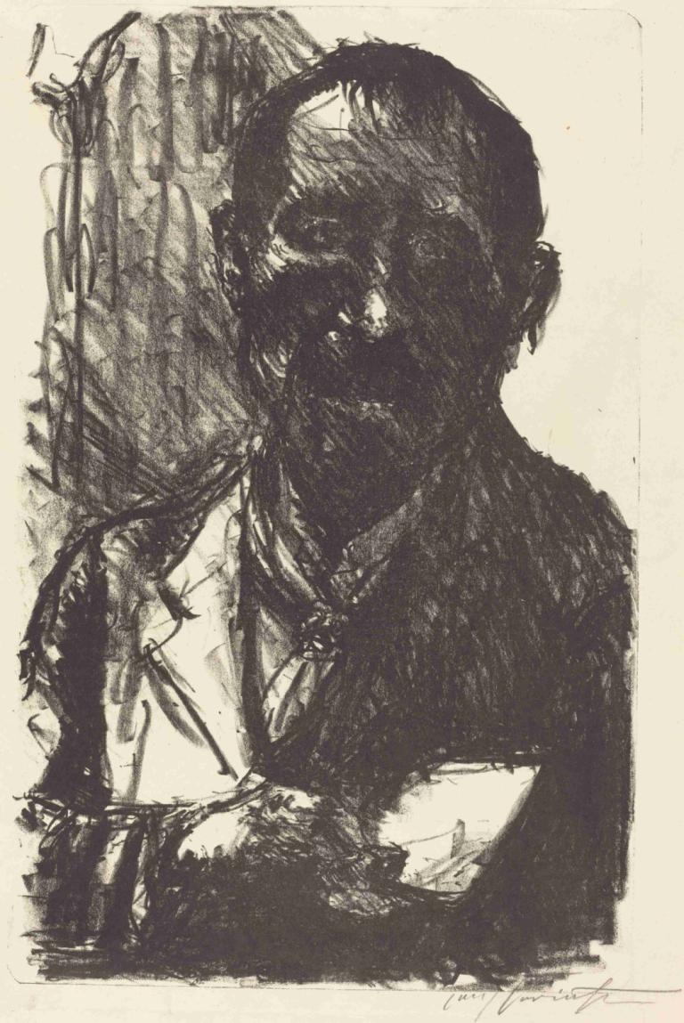 Self-Portrait Sketching,Croquis de l'autoportrait,Lovis Corinth,Gravure sur cuivre,Gravure sur cuivre