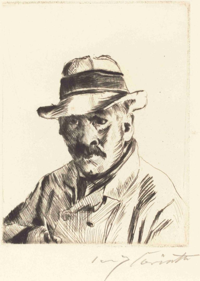 Self-Portrait in a Straw Hat (Selbstbildnis im Strohhut),Autoportret într-o pălărie de paie,Lovis Corinth