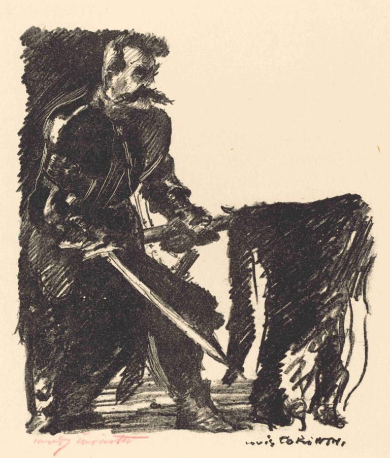 Standard Bearer (Bannerträger),Nosilec prapora (nosilec zastave),Lovis Corinth,Skica,Skica, orožje, meč