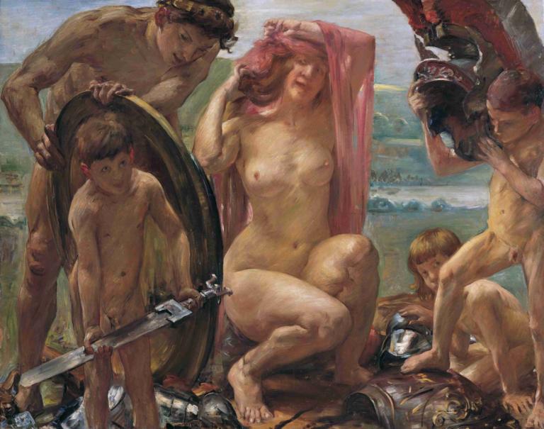 The Weapons Of Mars,화성의 무기,Lovis Corinth,로비스 코린트,오일 페인팅,오일 페인팅, 미술 패러디, 나체상, 여러 소년, 풍자적 개작 시문, 젖꼭지, 가짜 전통 미디어