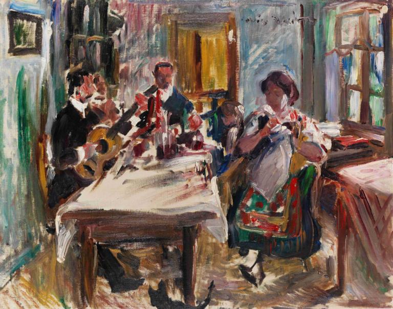 Tiroler Bauernstube,Tiroler boerderijsalon,Lovis Corinth,Lovis Korinthe,Olieverf,Olieverf, tafel, binnenshuis