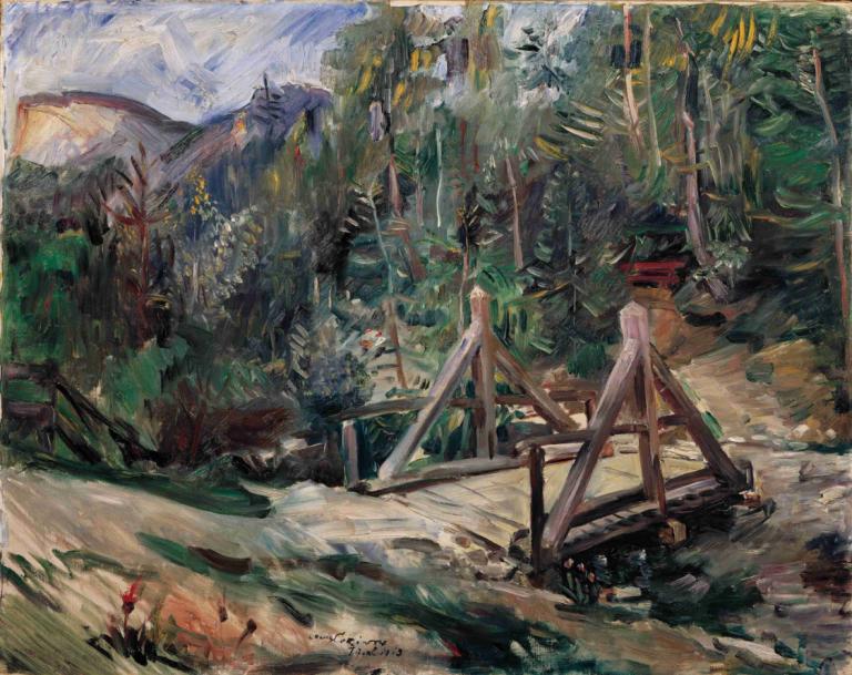 Tiroler Landschaft Mit Brücke,다리가 있는 티롤의 풍경,Lovis Corinth,로비스 코린트,오일 페인팅,오일 페인팅, 경치, 옥외, 전통 미디어, 자연, 나무