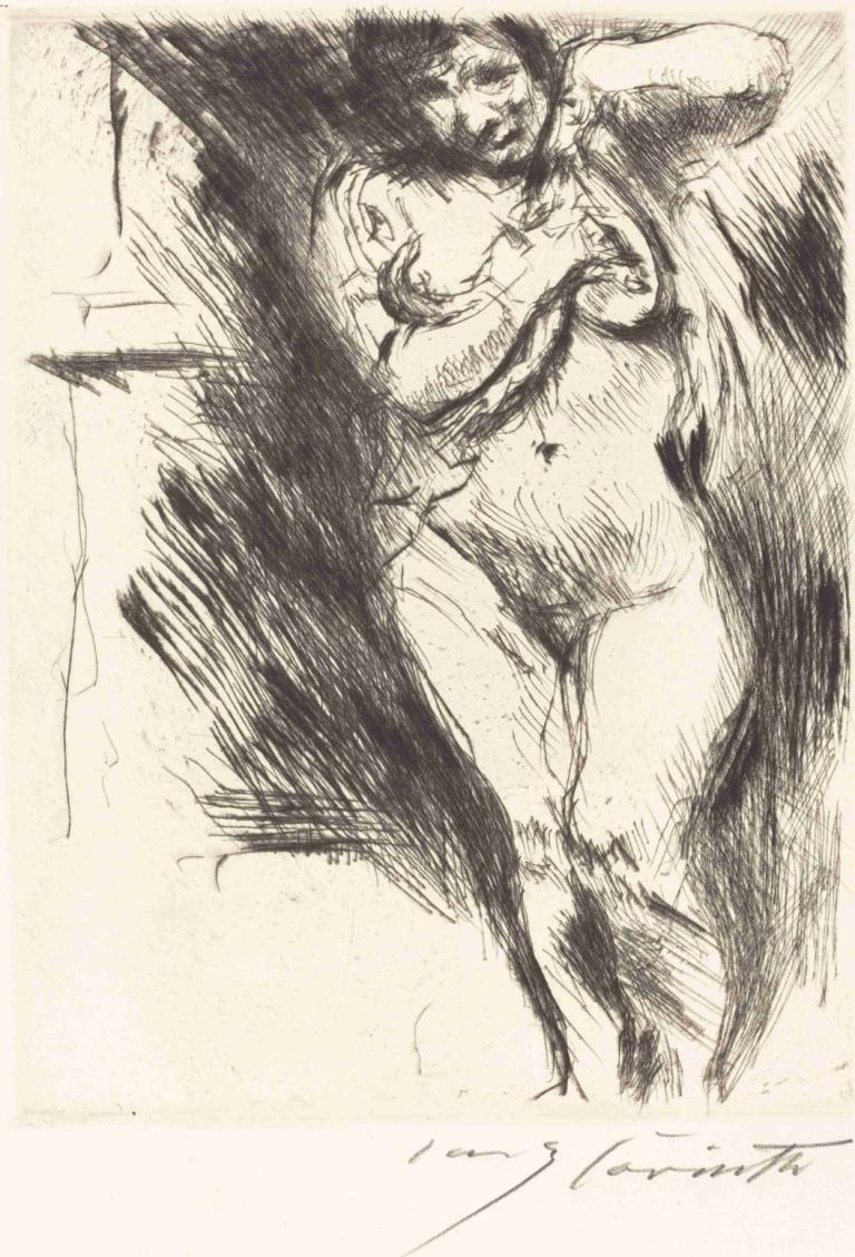 Woman Undressing (Akt mit hochgehobenem Hemd),Lovis Corinth,Copperplate Etching,Copperplate Etching, solo