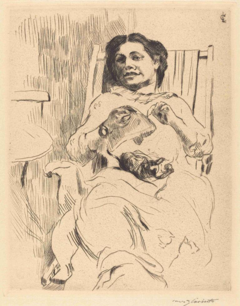 Woman with Needlework (Frau mit Handarbeit),Lovis Corinth,Copperplate Etching,Copperplate Etching, monochrome