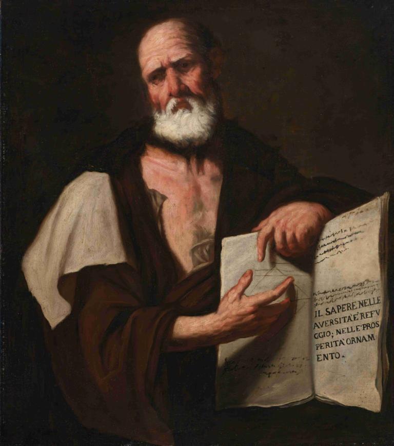 Aristotle,Aristóteles,Luca Giordano,Pintura al óleo,Pintura al óleo, 1 chico, enfoque masculino, barba, solo