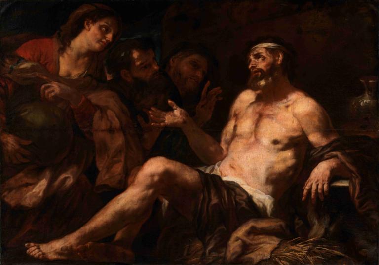 Job and His Comforters,Gióp và những người an ủi,Luca Giordano,- Luka Zodano.,Tranh sơn dầu,Tranh sơn dầu