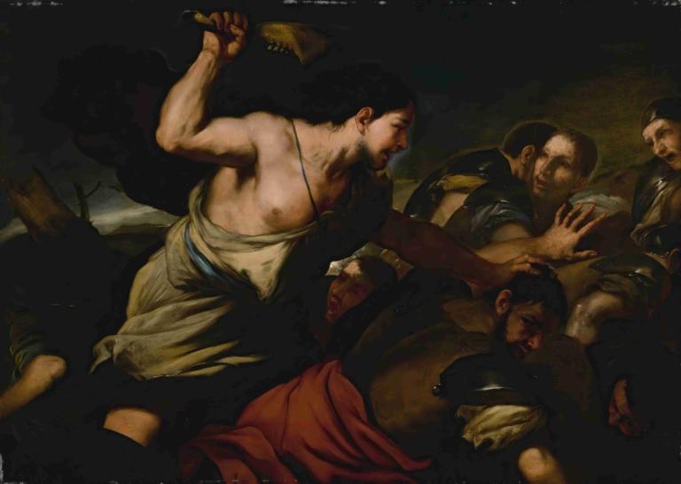 Samson Slaying The Philistines,Samson ucigând filistinii,Luca Giordano,Pictura in ulei,Pictura in ulei