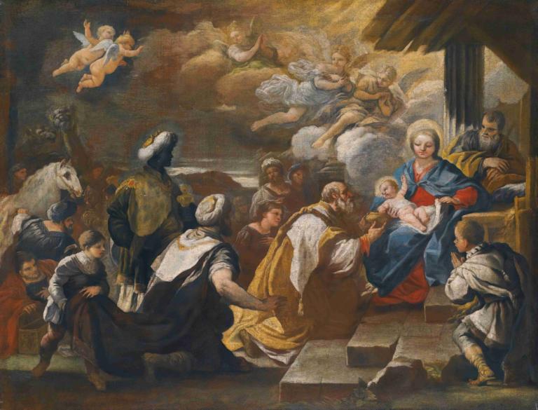 The Adoration Of The Magi,Adorația magilor,Luca Giordano,Pictura in ulei,Pictura in ulei, parodie artistică