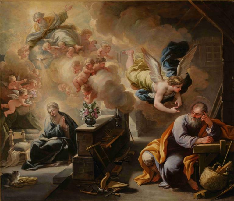 The Dream of St. Joseph,Mimpi Santo Yoseph,Luca Giordano,Lukisan cat minyak,Lukisan cat minyak