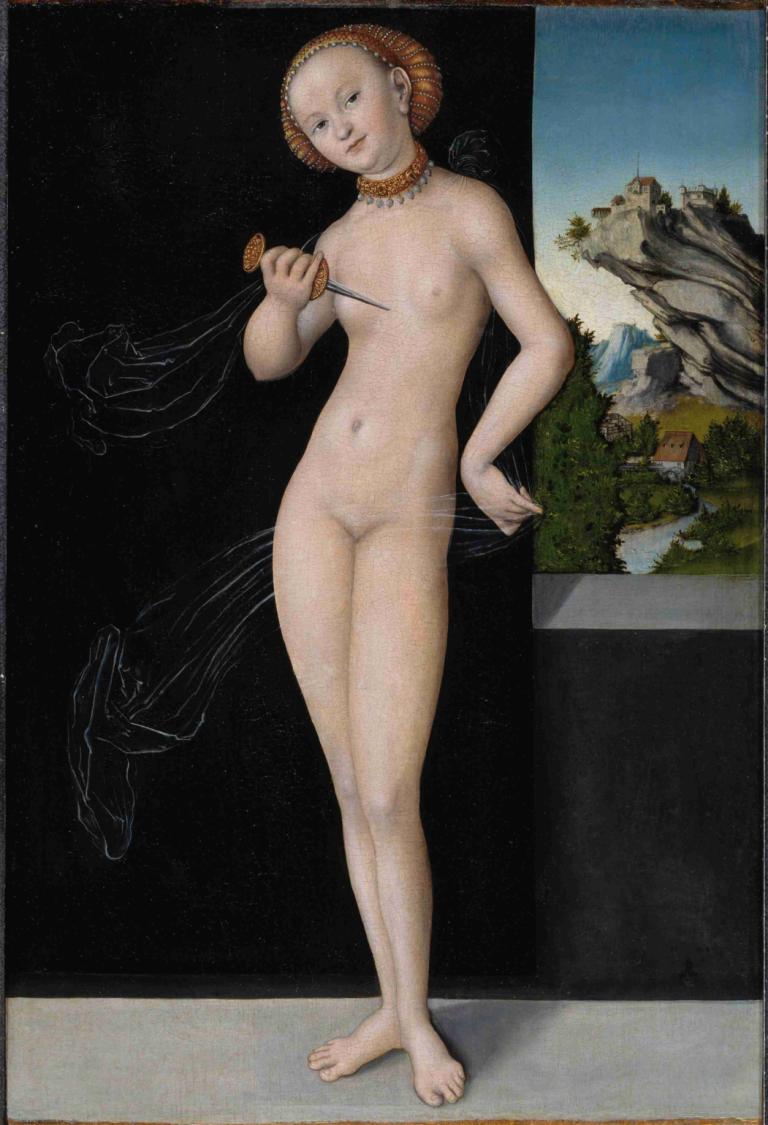 Lucretia,Lukrecja,Lucas Cranach the Elder,Lucas Cranach Starszy,Obraz olejny,Obraz olejny, 1 dziewczyna