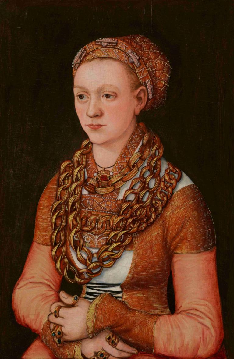 Portrait of Anna Buchner, née Lindacker,安娜·布克納的肖像，Née Lindacker,Lucas Cranach the Elder,盧卡斯·克蘭奇長老,油畫,油畫, 1個女孩