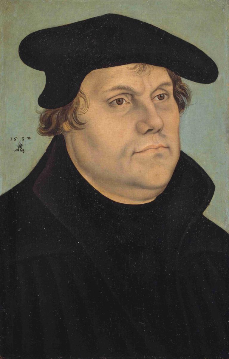 Portrait of Martin Luther,Lucas Cranach the Elder,Oil Painting,Oil Painting, solo, hat, 1boy, male focus