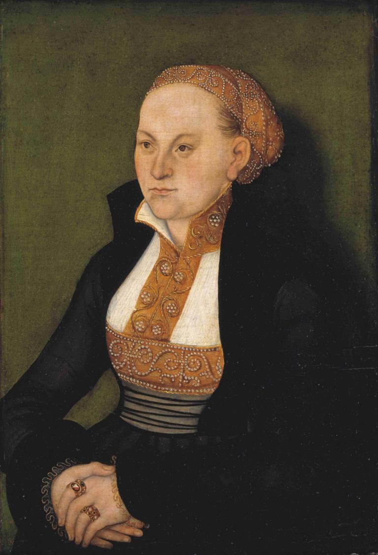 Portrait of a Lady,《淑女肖像》,Lucas Cranach the Elder,盧卡斯·克蘭奇長老,油畫,油畫, 1個女孩, 珠寶, 獨奏, 戒指, 陰影, 傳統媒體, 美術模仿, 長袖, 裙子