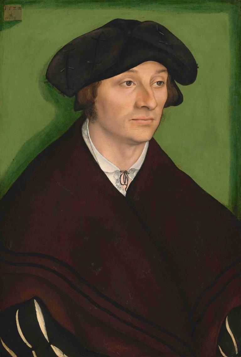 Portrait of a Man,Lucas Cranach the Elder,Oil Painting,Oil Painting, solo, male focus, 1boy, hat, realistic