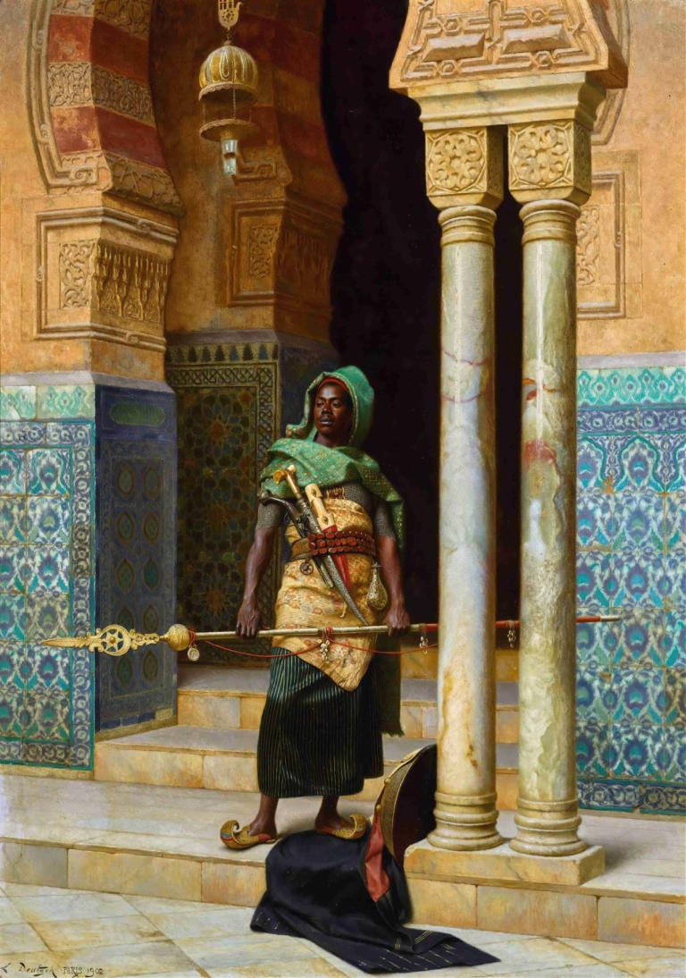 The Nubian Guard,Die nubische Garde,Ludwig Deutsch,Ölgemälde,Ölgemälde, 1Junge, männlicher Fokus, Solo