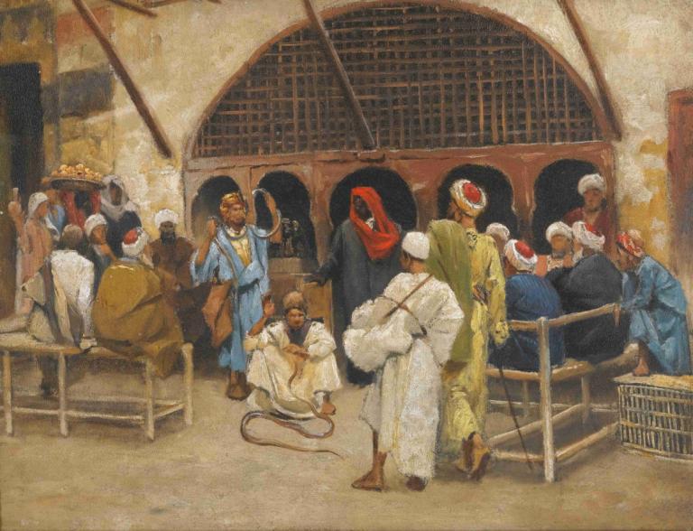 The Snake Charmers,Zaříkávači hadů,Ludwig Deutsch,Ludwig Němec,Olejomalba,Olejomalba, více chlapců