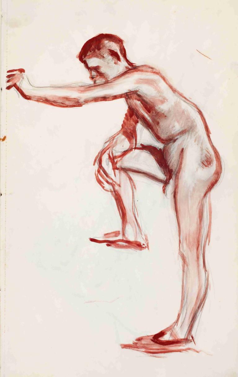 Alaston miesmalli,Magnus Enckell,Color Sketch,Color Sketch, solo, male focus, 1boy, nude, monochrome, sketch