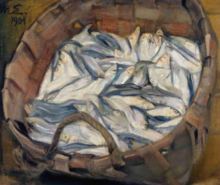 Baltic Herrings,Magnus Enckell,Oil Painting,Oil Painting, traditional media, signature, no humans