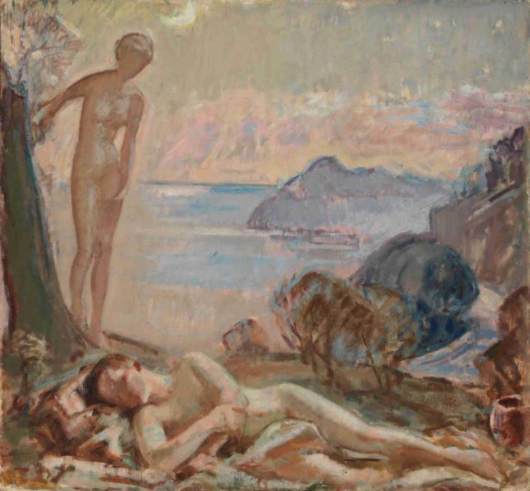 Diana and Endymion,Diana ve Endymion,Magnus Enckell,Yağlı boya,Yağlı boya, çıplak, güzel sanatlar parodisi