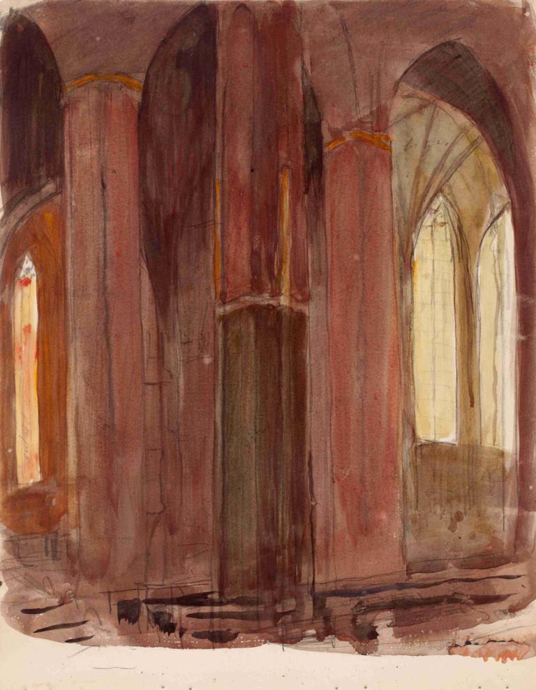 Katedraali, sisäkuva,Catedral, vista interior,Magnus Enckell,Pintura al óleo,Pintura al óleo, no humanos