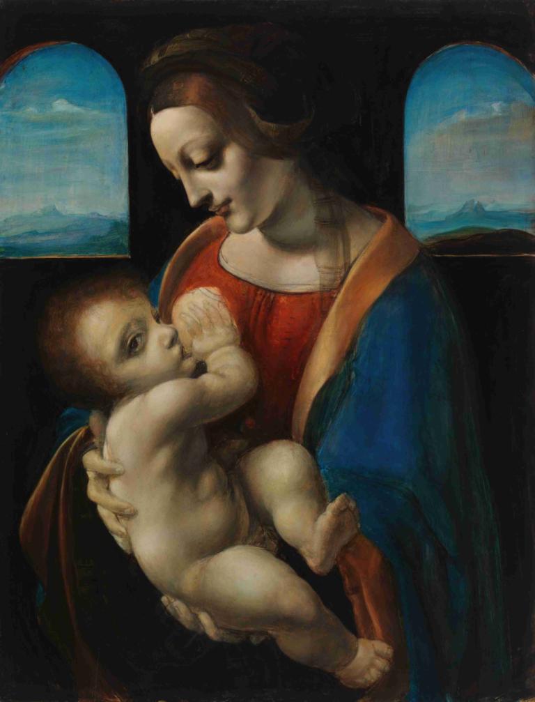 Madonna Litta, copy after Leonardo da Vinci,圣母玛利亚》，达芬奇仿作,Magnus Enckell,马格努斯-恩克尔,油画,油画, 美术模仿, 戏仿, 多个男孩, 2个男孩