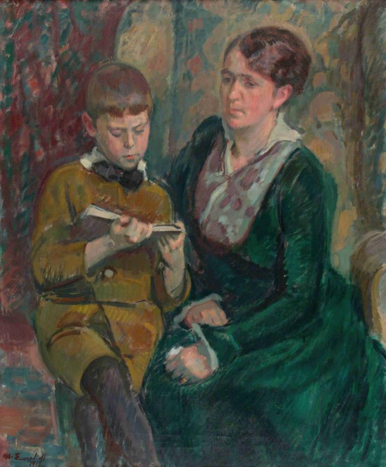 Mrs. Esther Cederhvarf with Her Son,คุณนาย Ether Cederhvarf และลูกชายของเธอ,Magnus Enckell,แมกนัส เอนเคอร์