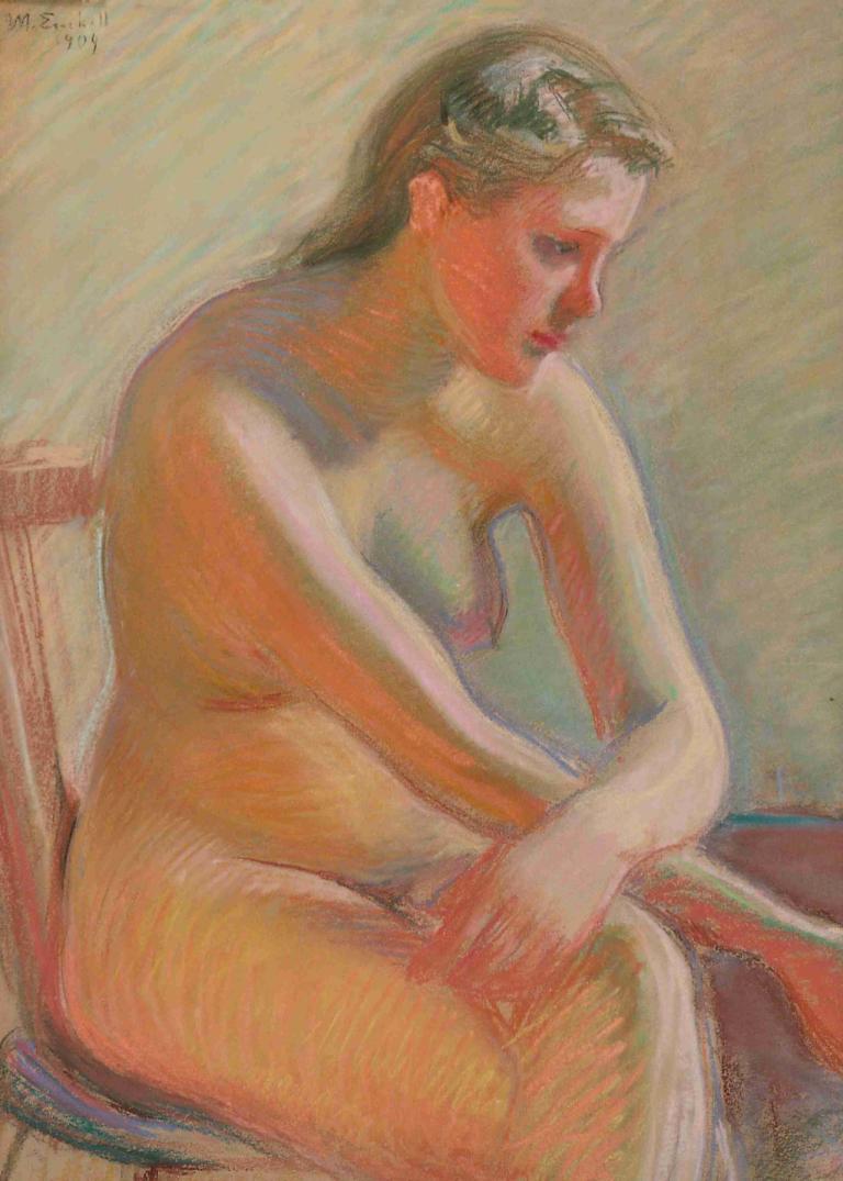 Nude,เปลือย,Magnus Enckell,แมกนัส เอนเคอร์,จิตรกรรมสีน้ำมัน,จิตรกรรมสีน้ำมัน, 1สาว, เดี่ยว, เปลือย