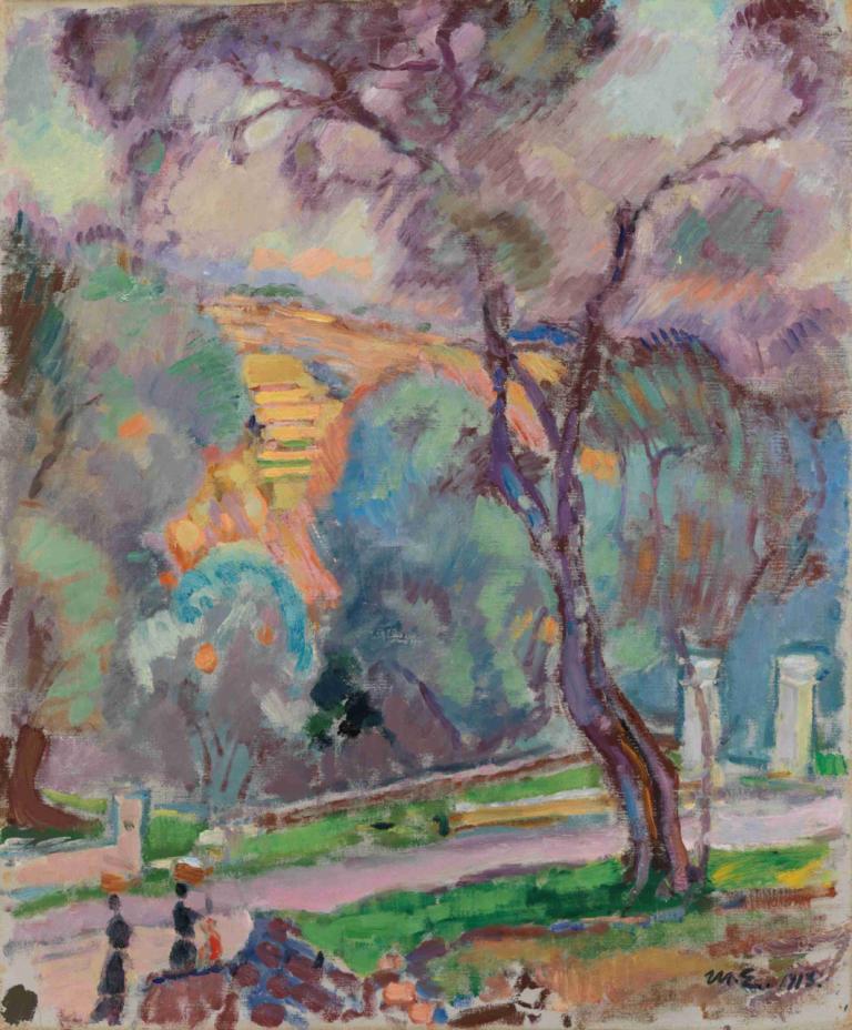 Park View from San Remo,산 레모에서 바라본 공원 전경,Magnus Enckell,매그너스 엔켈,오일 페인팅,오일 페인팅, 나무, 옥외, 전통 미디어, 회화 (중), 잔디