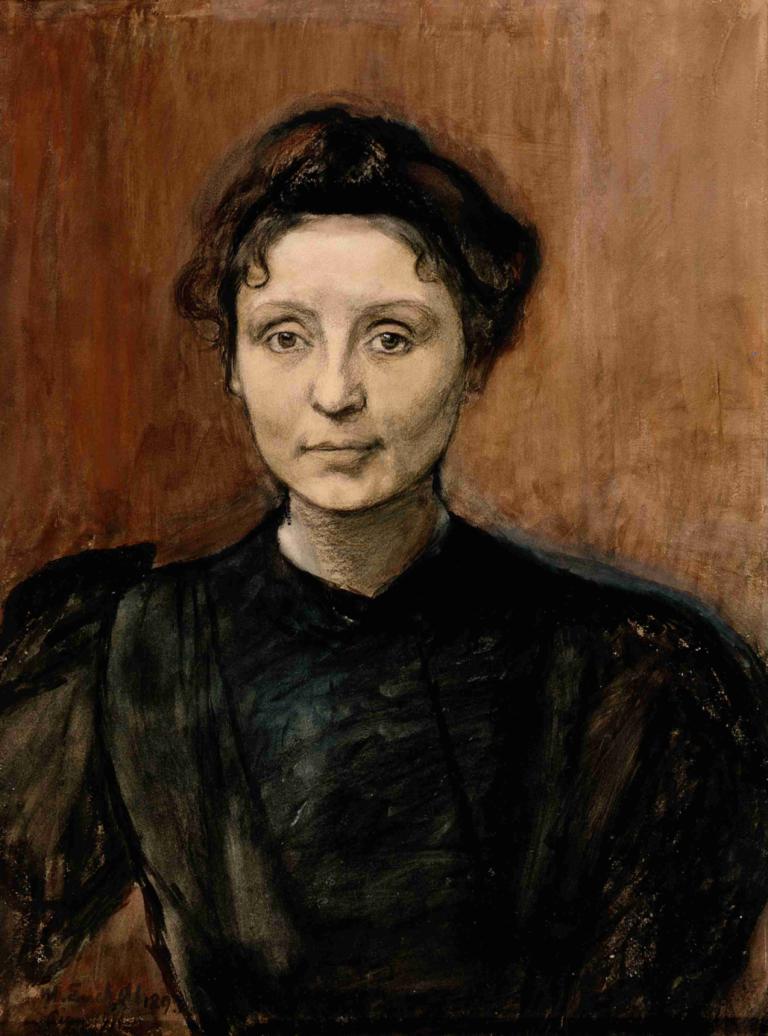 Portrait of Sculptor Madeleine Jouvray,조각가 마들렌 주브레이의 초상화,Magnus Enckell,매그너스 엔켈,오일 페인팅,오일 페인팅, 독주, 남성 집중, 1남