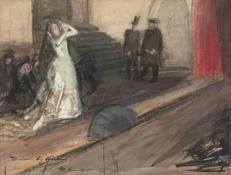 Theatre Scene (Ida Aalberg as Maria Stuart),Tiyatro Sahnesi (Maria Stuart rolünde Ida Aalberg),Magnus Enckell