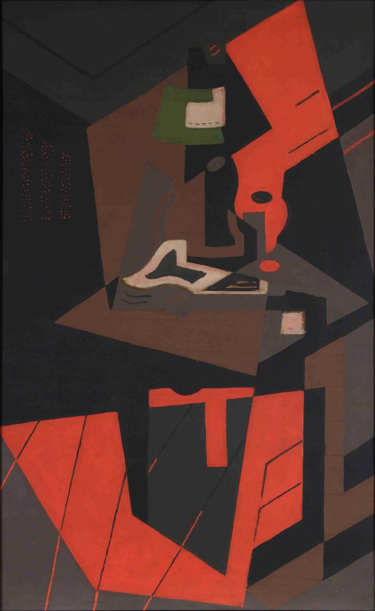 Still Life with Red Lamp,Negibna narava z rdečo svetilko,María Blanchard,Maria Blanchard,Oljna slika