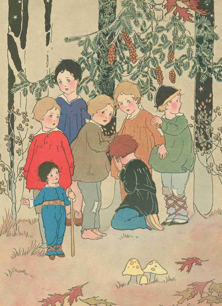 Don't be afraid, boys,Margaret Evans Price,Illustration,Illustration, multiple boys, black hair, blonde hair