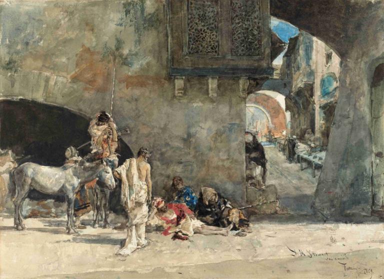 A Street in Tangiers,Une rue à Tanger,Mariano Fortuny Marsal,Peinture à l'huile,Peinture à l'huile