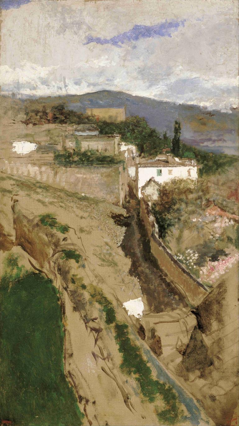 Granada Landscape,Granada Landschaft,Mariano Fortuny Marsal,Ölgemälde,Ölgemälde, Landschaft, draußen, Baum