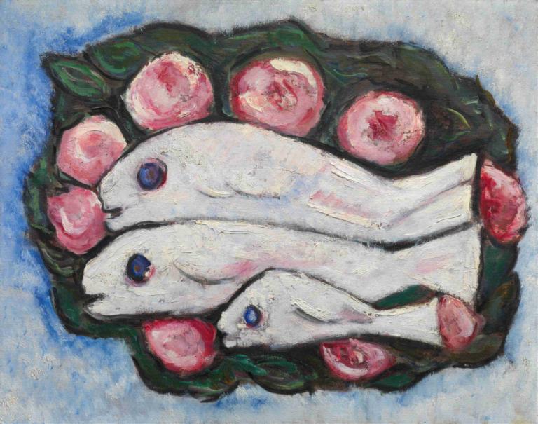 Banquet in Silence,Marsden Hartley,Oil Painting,Oil Painting, no humans, fruit, traditional media, food