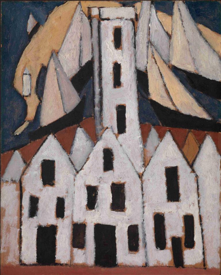 Movement No. 5, Provincetown Houses,第 5 号乐章，普罗温斯敦房屋,Marsden Hartley,马斯登-哈特利,油画,油画, 独奏, 传统媒体, 没有人类