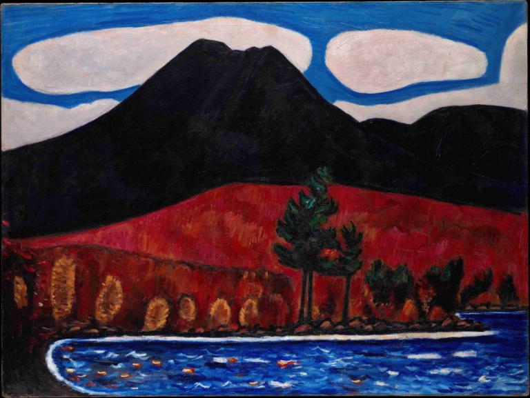 Mt. Katahdin (Maine), Autumn,卡塔丁山（缅因州卡塔丁山（缅因州），秋季,Marsden Hartley,马斯登-哈特利,油画,油画, 没有人类, 山, 传统媒体, 户外, 天空, 风景, 水