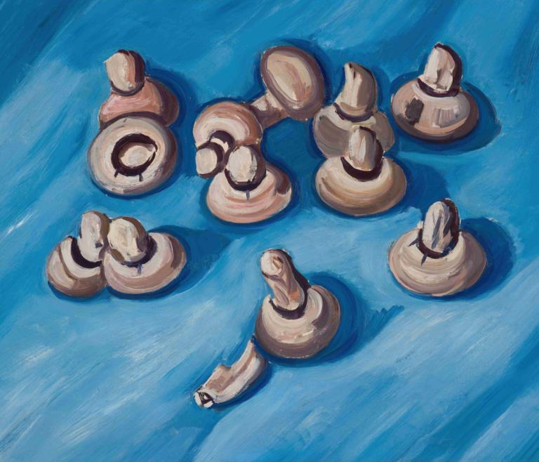 Mushrooms on a Blue Background,Marsden Hartley,Oil Painting,Oil Painting, no humans, water, from above