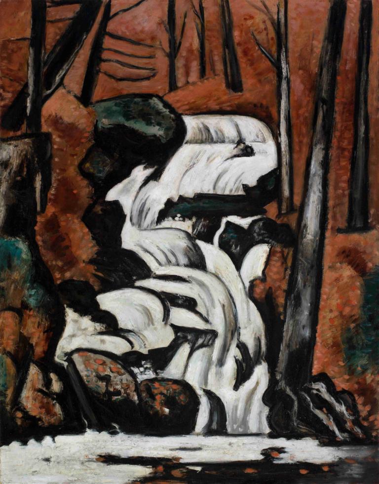 Smelt Brook Falls,斯梅尔溪瀑布,Marsden Hartley,马斯登-哈特利,油画,油画, 树, 独奏, 传统媒体, 自然, 光秃秃的树, 森林, 雪, 户外, 男性焦点, 1男孩, 没有人类