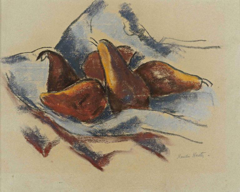 Still Life With Pears,Bodegón con peras,Marsden Hartley,Pintura al óleo,Pintura al óleo, no humanos, alimento