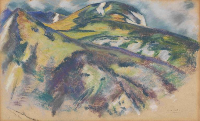 Valdez Hills,Marsden Hartley,Olieverf,Olieverf, geen mensen, traditionele media, handtekening, buitenshuis